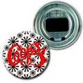 2 1/4" Diameter Round PVC Bottle Opener w/ 3D Lenticular Images - White Spinning Wheels (Custom)